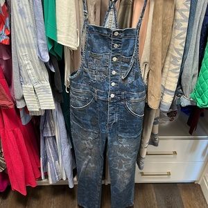 Floral denim overalls from Anthro